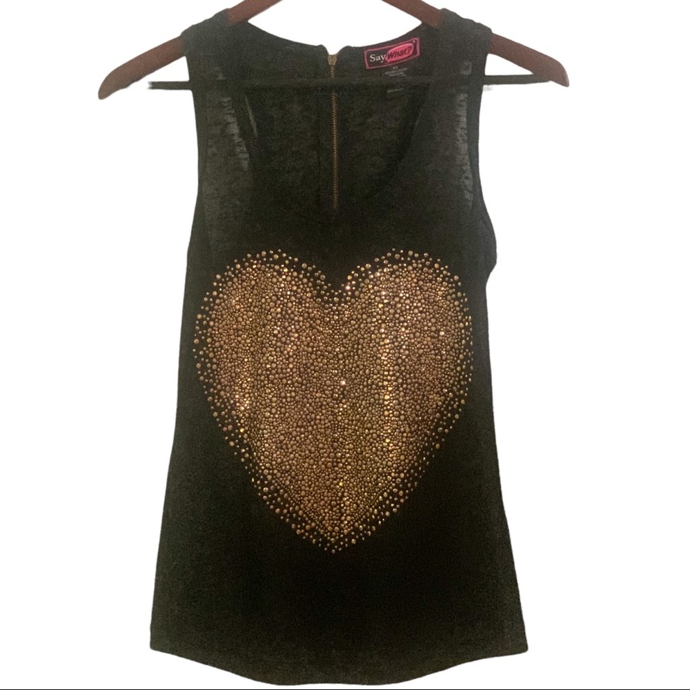 Say What? Heart Sleeveless Top XS